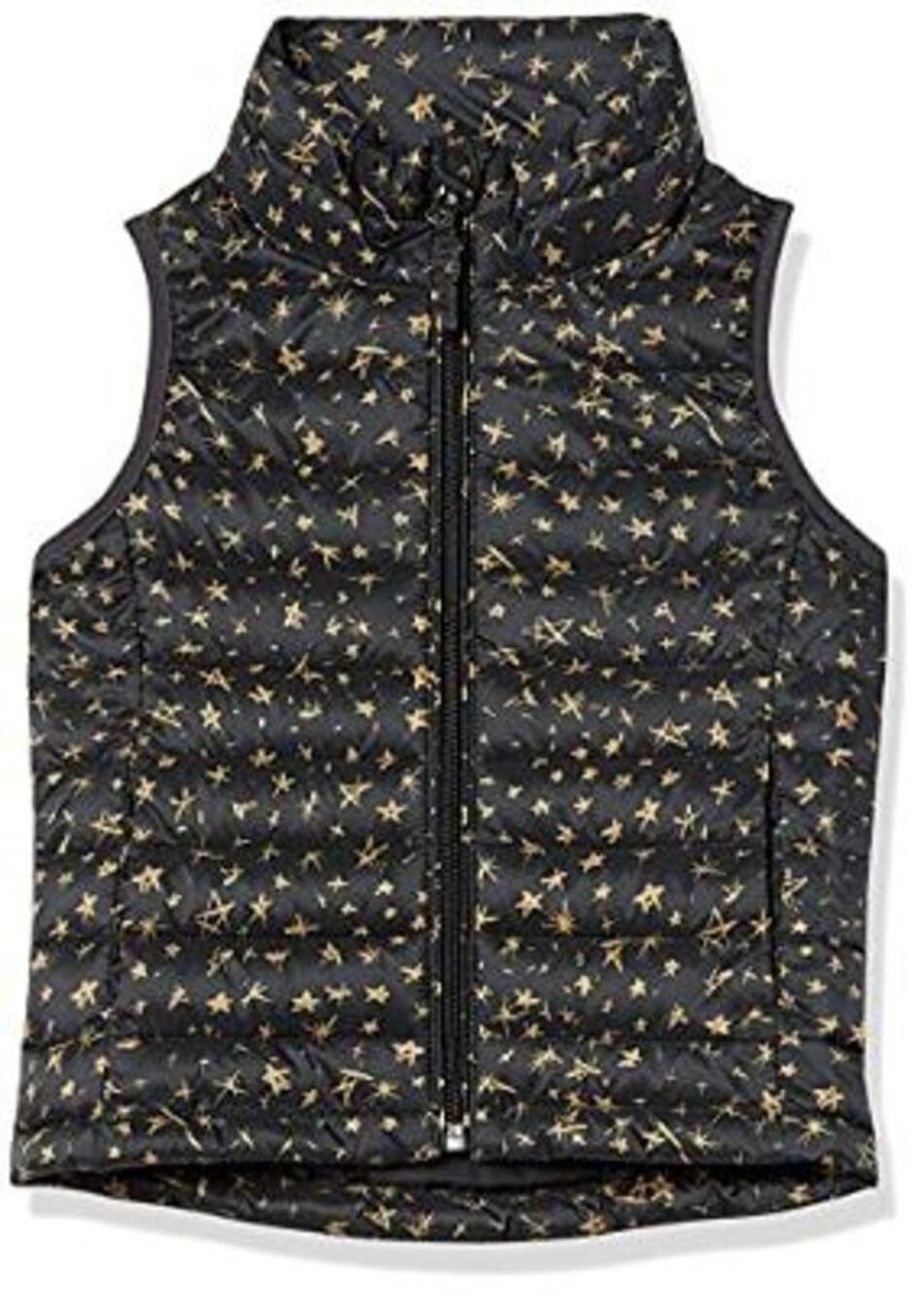 New Amazon Essentials Girls Black Star Full Zip Puffer Vest Youth Size Large